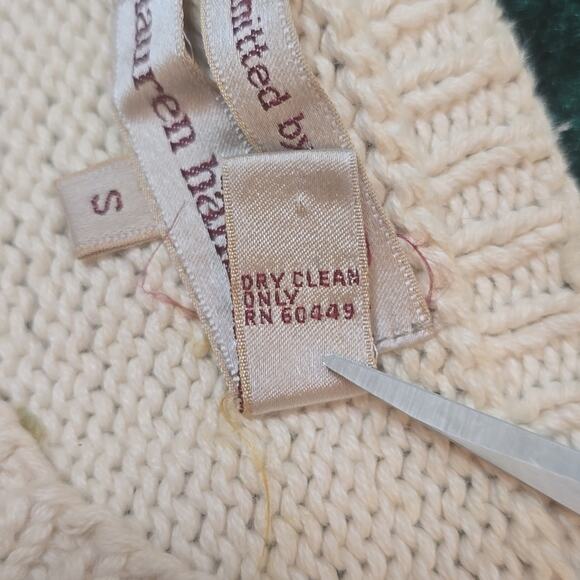 Lauren Hansen Vintage 90s Embroidery Floral Cottagecore Knit Navy Sweater Boho S - Picture 13 of 13